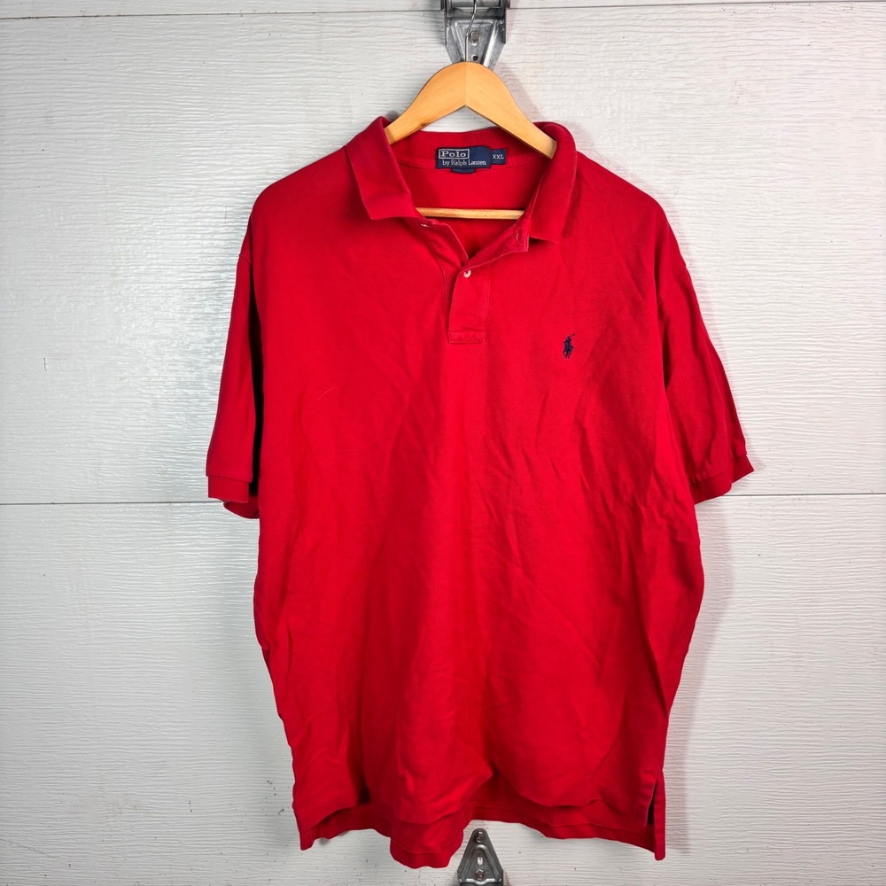 Polo Ralph Lauren Red Polo Shirt Navy Pony XXL Preppy Classic